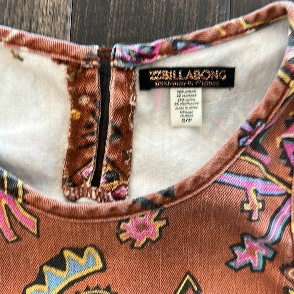 Billabong Designers Closet Women’s Aztec Sleeveless Crop Top Y2K Boho Size S - Picture 7 of 7